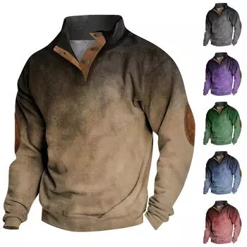 Весенне-осенняя мужская толстовка с воротником-стойкой на открытом воздухе, повседневные свитера, топы L синий