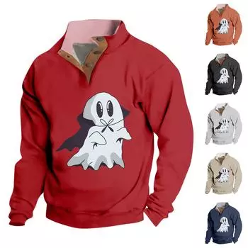 Весенне-осенняя мужская толстовка с воротником-стойкой на открытом воздухе, повседневные свитера, топы L красный