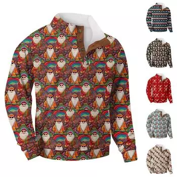 Весенне-осенняя мужская толстовка с воротником-стойкой на открытом воздухе, повседневные свитера, топы L коричневый