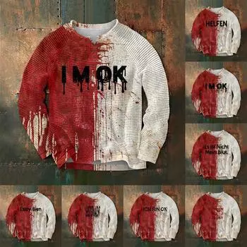 Весенне-осенняя мужская толстовка с воротником-стойкой на открытом воздухе, повседневные свитера, топы XXXL красный