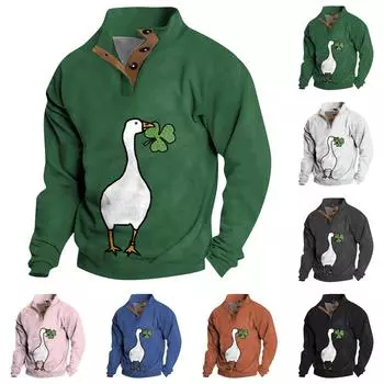 Весенне-осенняя мужская толстовка с воротником-стойкой на открытом воздухе, повседневные свитера, топы L чёрный