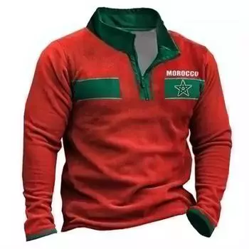 Весенне-осенняя мужская толстовка с воротником-стойкой на открытом воздухе, повседневные свитера, топы XXXXL красный