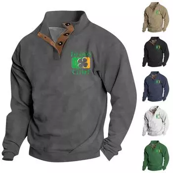 Весенне-осенняя мужская толстовка с воротником-стойкой на открытом воздухе, повседневные свитера, топы L