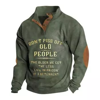 Весенне-осенняя мужская толстовка с воротником-стойкой на открытом воздухе, повседневные свитера, топы M хаки