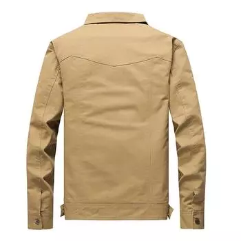 Весенне-осенняя мужская тонкая куртка с лацканами и оснасткой M хаки