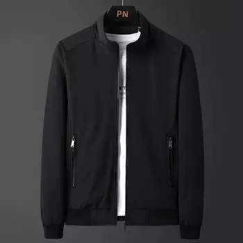 Весенне-осенняя мужская тонкая повседневная куртка Мужская куртка Бейсбольная одежда Мужская куртка с капюшоном Мужская одежда M чёрный