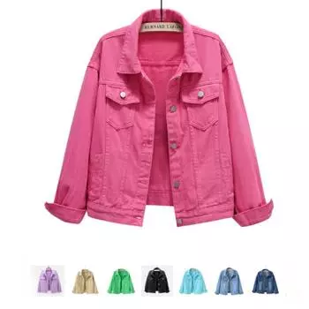 Весенне-осенняя новая джинсовая куртка, женские повседневные топы, короткое пальто, женские цветные джинсовые куртки, свободная верхняя одежда, женские топы 3XL белый
