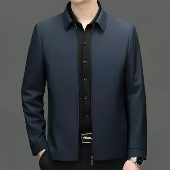 Весенне-осенняя новая куртка мужская повседневная куртка для пап среднего возраста деловая куртка с лацканами из шелка тутового дерева мужская куртка 170