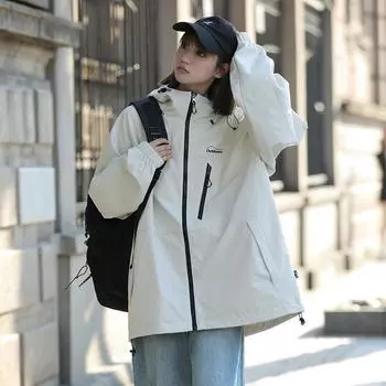 Весенне-осенняя новая модная брендовая американская уличная одежда из жесткого материала, функциональная ветровая одежда для альпинизма, женская куртка S белый