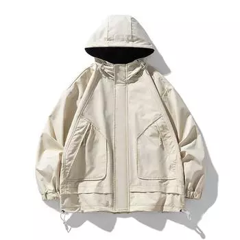 Весенне-осенняя новая модная повседневная куртка с капюшоном, мужская уличная горная однотонная ветрозащитная водонепроницаемая куртка M чёрный