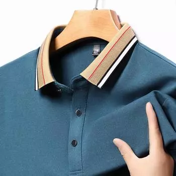 Весенне-осенняя новая мужская футболка с длинными рукавами, однотонная нижняя рубашка, тонкая мужская одежда для молодежи и среднего возраста, свободная рубашка поло с лацканами, мода M