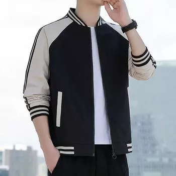 Весенне-осенняя новая мужская куртка с цветным воротником-стойкой в корейском стиле, повседневное свободное пальто, мужская куртка, бейсбольная форма M