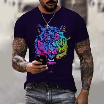 Весенне-осенняя новая мужская модная простая большая футболка с 3D принтом, повседневная персонализированная футболка с коротким рукавом XS