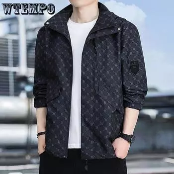 Весенне-осенняя новая мужская повседневная куртка с капюшоном, пальто, однотонная ветровка на молнии с бейсбольным воротником, велосипедный костюм, универсальное пальто M