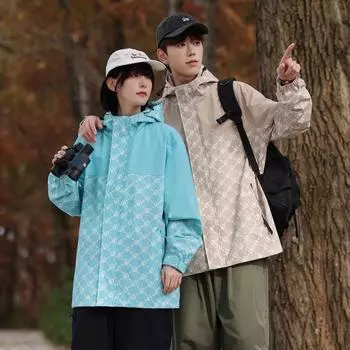 Весенне-осенняя новая мужская повседневная трендовая куртка Storm с капюшоном, полная печатных букв, свободная куртка для влюбленных S белый