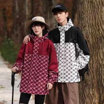 Весенне-осенняя новая мужская повседневная трендовая куртка Storm с капюшоном, полная печатных букв, свободная куртка для влюбленных S белый