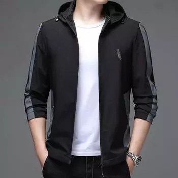 Весенне-осенняя новая мужская повседневная ветровка, модные модные короткие ветровки с капюшоном для молодежи и среднего возраста, мужские топы M