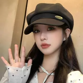 Весенне-осенняя новая шляпа, маленькая восьмиугольная шляпа в стиле ретро, универсальная шляпа газетчика, модная трендовая шляпа газетчика Average size