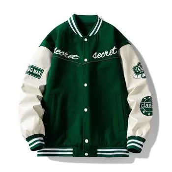 Весенне-осенняя новая свободная бейсбольная одежда, одежда для пар, американская трендовая кожаная куртка с вышивкой M