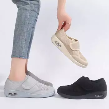 Весенне-осенняя обувь для мам, дышащая повседневная обувь с сеткой, модная удобная прогулочная обувь на танкетке с воздушной подушкой, большой размер 44 чёрный