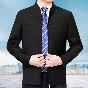 Весенне-осенняя однотонная деловая мужская куртка, мужская облегающая верхняя одежда, мужская куртка на молнии, мужская весенняя тонкая куртка, мужская одежда