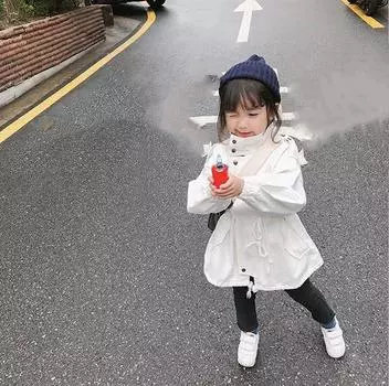 Весенне-осенняя однотонная куртка с длинными рукавами для девочек, хлопковая куртка посередине с длинным шнурком на талии 140