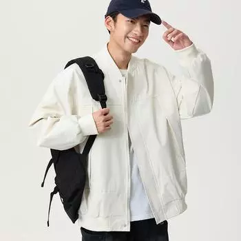 Весенне-осенняя повседневная куртка, мужская однотонная свободная верхняя одежда, мужская одежда, корейская версия, модный универсальный топ M серый