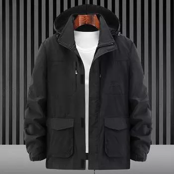 Весенне-осенняя повседневная куртка мужская свободная большого размера с туловым топом мужская однотонная повседневная куртка с воротником-стойкой M
