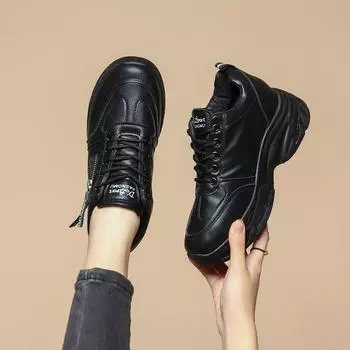 Весенне-осенняя повседневная мода с круглым носком, однотонная, нескользящая, износостойкая, простая женская обувь 37