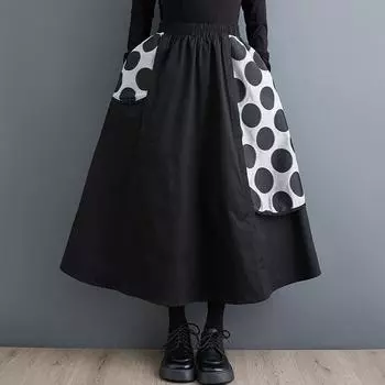 Весенне-осенняя повседневная свободная длинная женская юбка с высокой талией