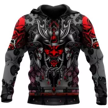 Весенне-осенняя японская татуировка самурая с 3D принтом, мужские толстовки, толстовка в стиле Харадзюку, Повседневная куртка унисекс, пуловер с длинными рукавами M