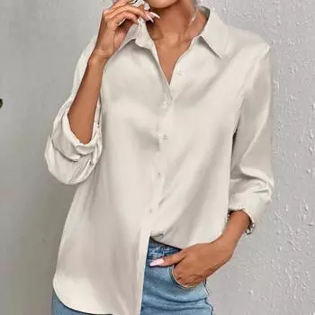 Весенне-осенняя рубашка, атласная шелковая рубашка с леопардовым принтом, женская блузка на пуговицах с длинным рукавом, топы, женский костюм, рубашка, дорожный ветер S