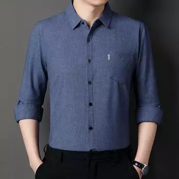 Весенне-осенняя рубашка с длинными рукавами, мужская рубашка для делового отдыха и отдыха среднего возраста, хлопковая мужская рубашка для папы M