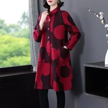 Весенне-осенняя рубашка средней длины с длинными рукавами, женская рубашка с пуговицами на лацканах, тонкая ветровка 6XL чёрный