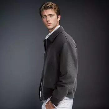 Весенне-осенняя шерстяная куртка мужская однотонная шерстяная куртка с лацканами британская куртка кардиган M чёрный