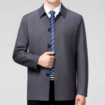 Весенне-осенняя шерстяная куртка мужская повседневная свободная куртка на пуговицах с отворотами одежда для папы куртка Leader Cadre 170