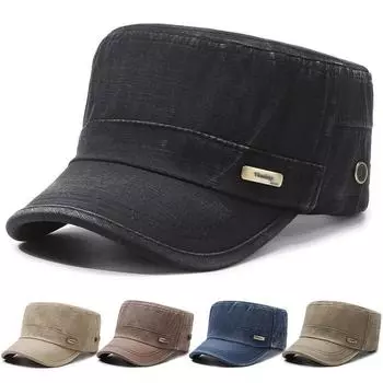 Весенне-осенняя шляпа с плоским цилиндром, мужская кепка в стиле милитари, уличная шляпа от солнца, тренировочная кадетская кепка, армейская шляпа с козырьком армия зеленый