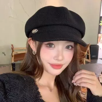 Весенне-осенняя шляпа женская премиум-класса с металлической этикеткой и буквами восьмиугольная шляпа универсальная шляпа газетчика One Size