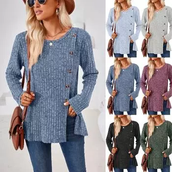 Весенне-осенняя свободная футболка с круглым вырезом и длинными рукавами в стиле пэчворк для женщин S чёрный