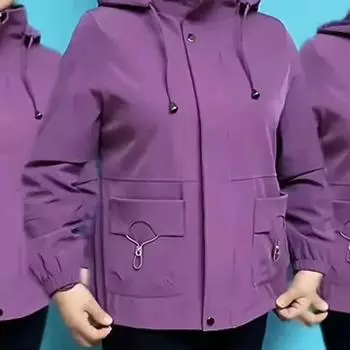 Весенне-осенняя свободная куртка большого размера с капюшоном, однотонная женская XXXXL зелёный