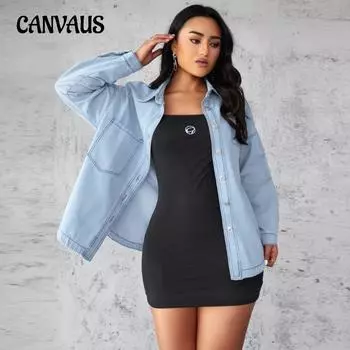 Весенне-осенняя темпераментная женская повседневная рубашка с длинными рукавами и лацканами, джинсовая куртка S светло-синий