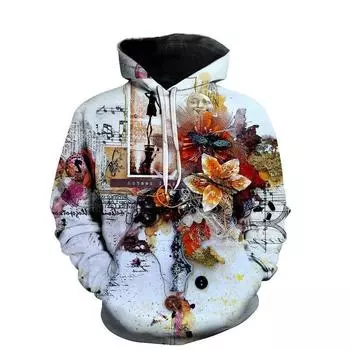 Весенне-осенняя толстовка с капюшоном, 3D цифровая печать, толстовки унисекс, мужские и женские модные свободные пуловеры S