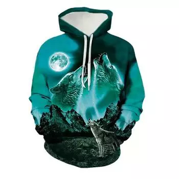 Весенне-осенняя толстовка с капюшоном, 3D цифровая печать, толстовки унисекс, мужские и женские модные свободные пуловеры S