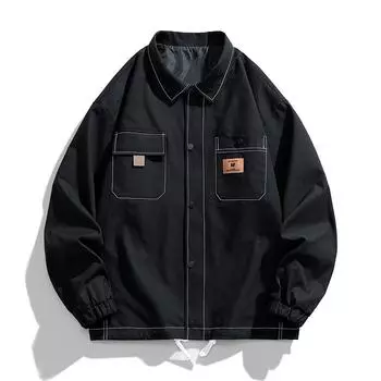 Весенне-осенняя тонкая куртка, пальто с лацканами, ветрозащитная уличная стильная одежда, мужская ветровка 3XL зелёный