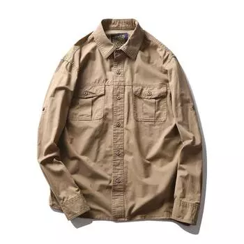 Весенне-осенняя тонкая мужская рубашка с длинным рукавом, рубашка Tooling S