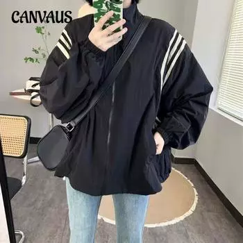 Весенне-осенняя тонкая женская куртка больших размеров с однотонными полосками и лацканами, свободная, с длинным рукавом, Sunbrella M белый