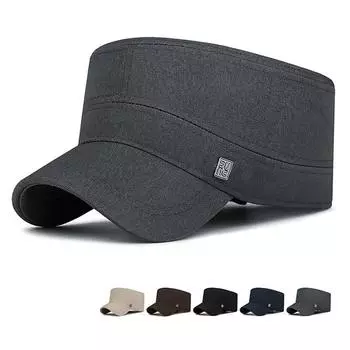 Весенне-осенняя уличная кепка с плоским верхом для людей среднего и пожилого возраста, однотонная кепка чёрный