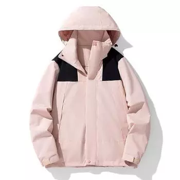 Весенне-осенняя уличная мужская куртка в тон, тонкая куртка с капюшоном, водонепроницаемая и ветрозащитная женская теплая куртка XS чёрный