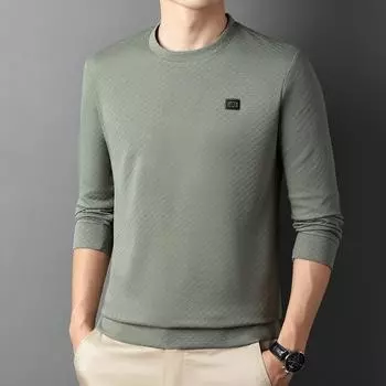 Весенне-осенняя вафельная толстовка мужская с длинным рукавом корейская версия трендовой моды тонкий легкий роскошный высококачественный мужской топ M