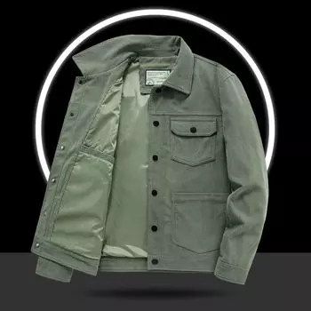 Весенне-осенняя вельветовая мужская повседневная куртка Верхняя куртка Куртка для мужчин среднего возраста и молодежи M серый